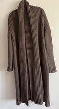 SPIRITO DI ARTIGIANO BROWN LONG SLEEVE KNIT MERINO WOOL CARDIGAN COATIGAN SIZE22
