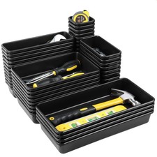 60 PCS 5 Size Plastic Tool Box Organizer Tray Desk Drawer Bins
