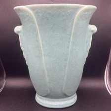 Turquoise Potter Vase Double Handled  Unmarked # 69 