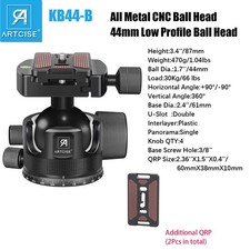 44MM Low Profile Ball Head Heavy Duty CNC Tripod Head Black Tripod Ball Head