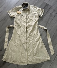 Image of New With Tags Vintage Barbour Shirt Dress Stone 2004 Lovely Details Size 12