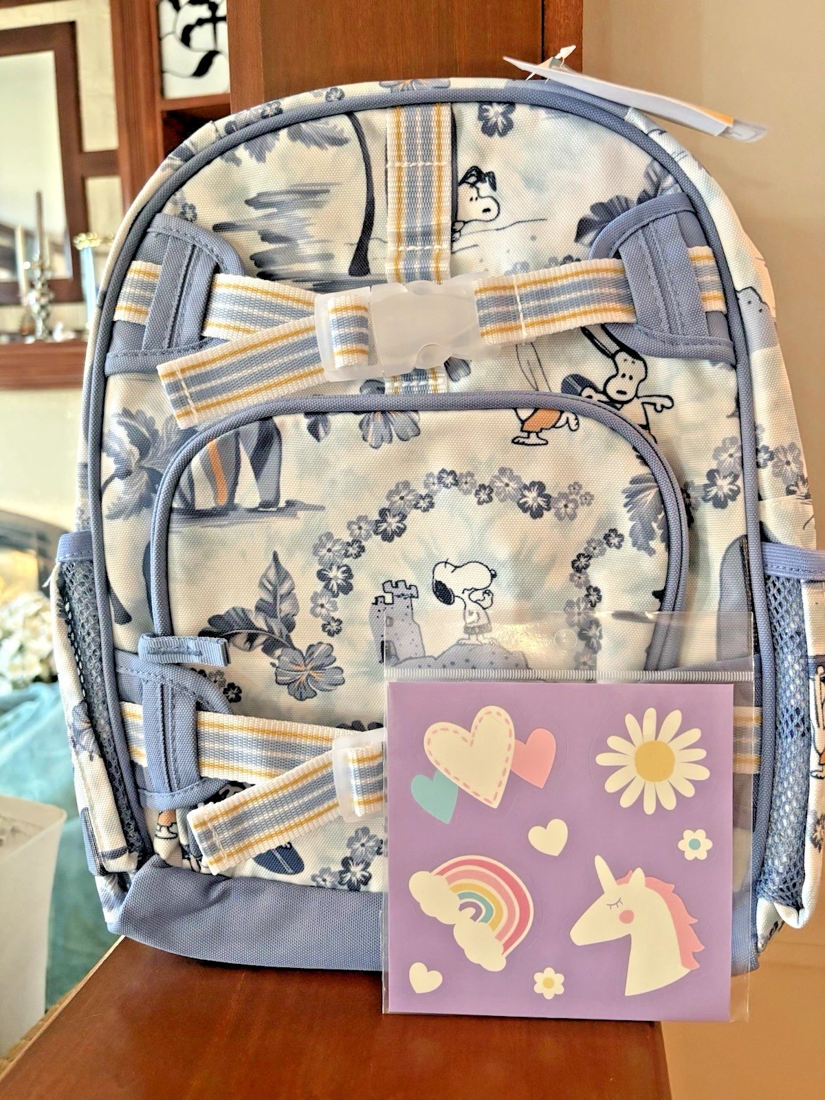 PONY ZAINO SNOOPY scuola ceramica fienile bambini arachidi borsa da viaggio ragazza cuore pre k.