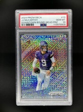 2024 Panini Prizm Deca JJ McCarthy Downtown Bound Mojo RC #/30 Vikings PSA 10