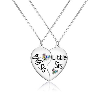 2 Pcs Set Half Heart Pendant Necklaces Broken Puzzle Heart Combination Necklaces