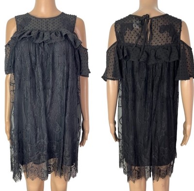 foxiedox black lace dress Anthropologie foxiedox Black Lace & Floral Dress Size Medium