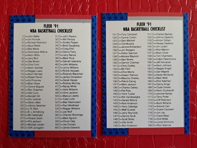 Fleer 1991-92 NBA Basketball Checklists 2 Cards #239 + #240