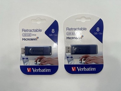 Verbatim 8GB USB Flash Drive Store (2count) Microban Anti microbial Retractable