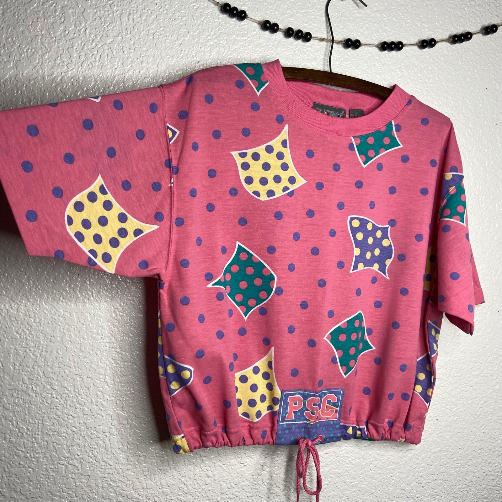 Vintage Paris of Sport Club Worldwide Crop Top Pink Drawstring Shirt image 5