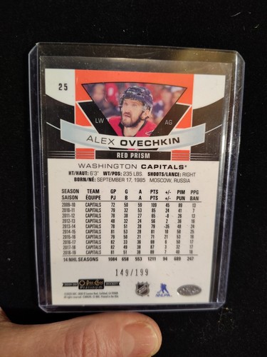 2019-20 O-Pee-Chee platino rosso prisma #149/199 Alex Ovechkin #25 JC - Foto 2 di 3