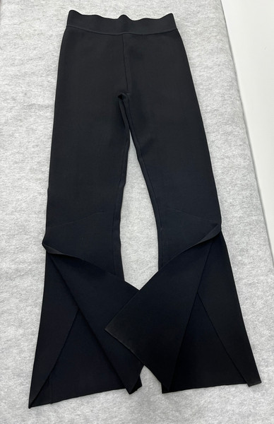 BY JOHNNY SIZE XL WOMENS BLACK HIGH RISE FLARE KNIT PANTS SIDE SPLIT PULL ON