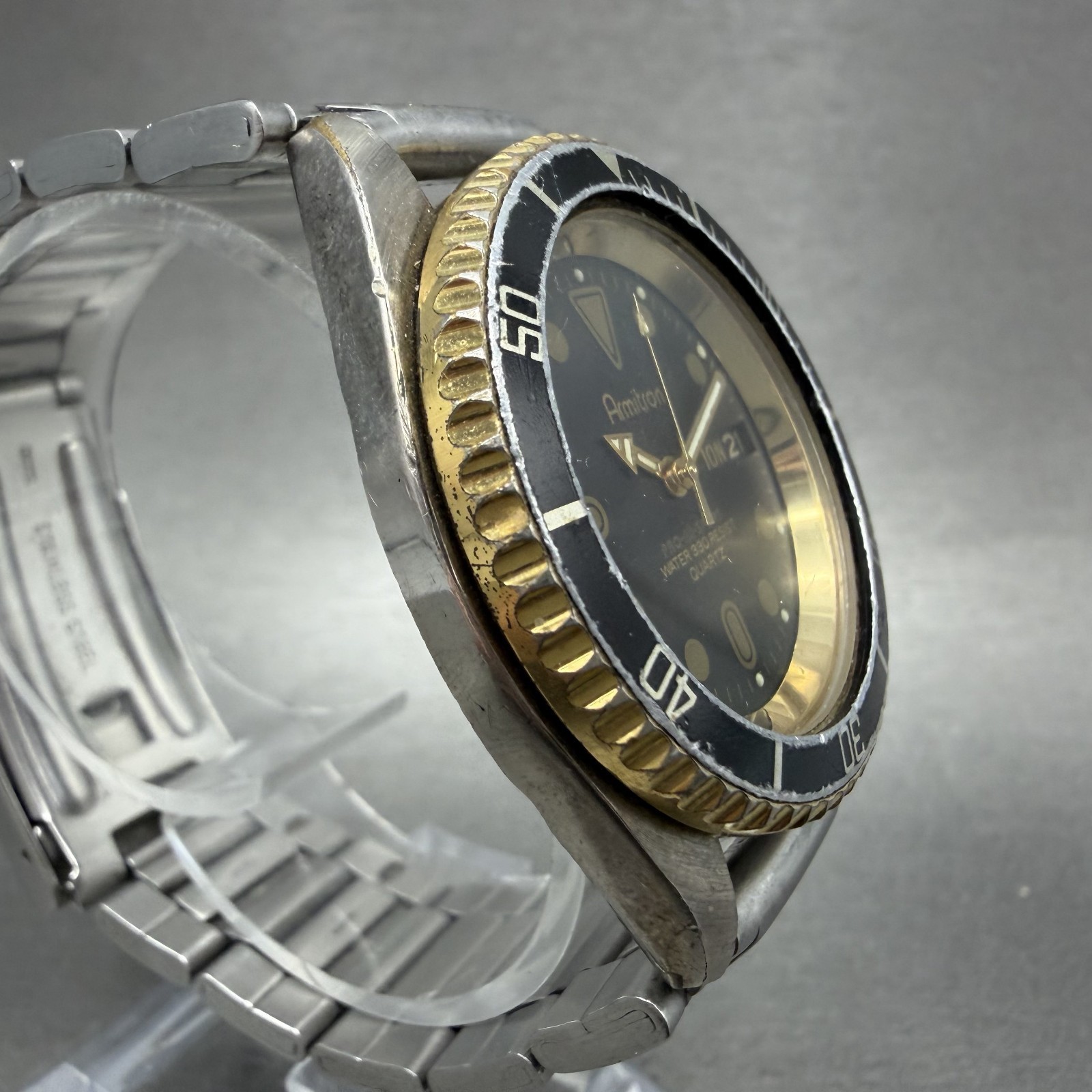 Armitron Pro All Sport Dive Watch Men 37mm Black Dial Two Tone Daydate New Batt