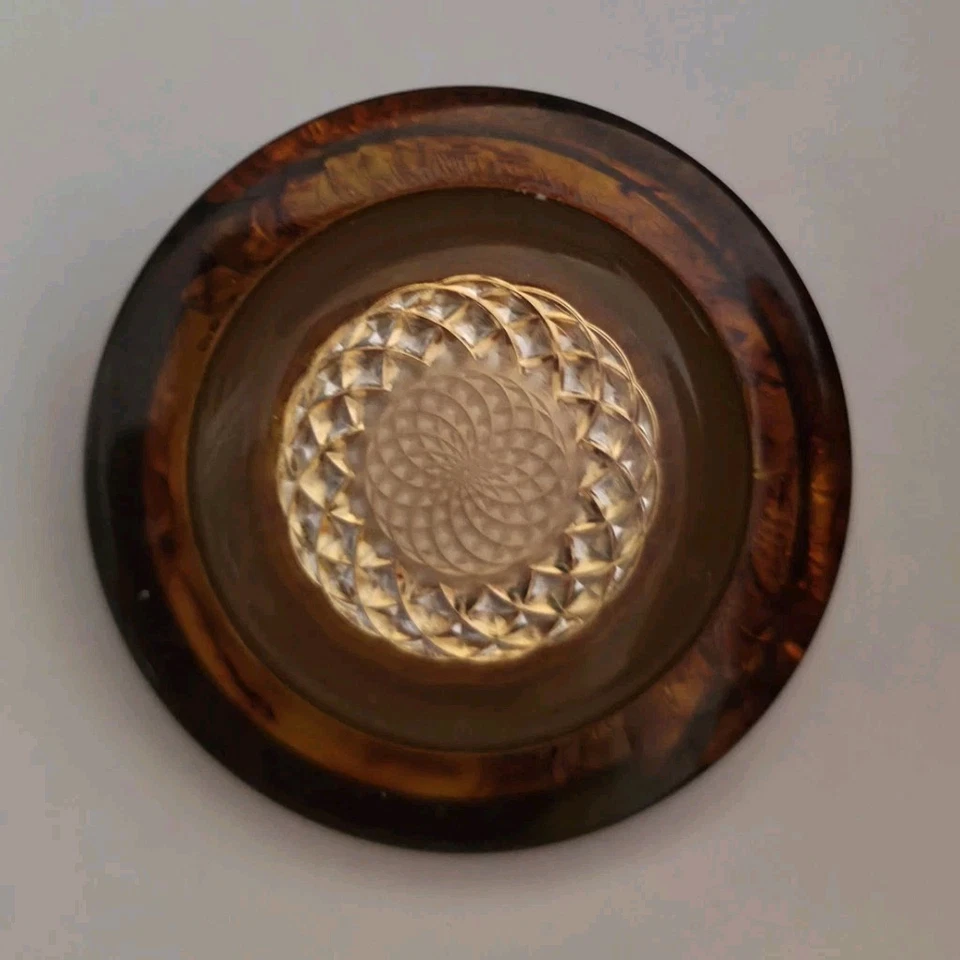 Vintage Tortoise Shell Shank Buttons Plastic 4 Pcs Brown Goldtone Center 37mm - Image 2 of 4