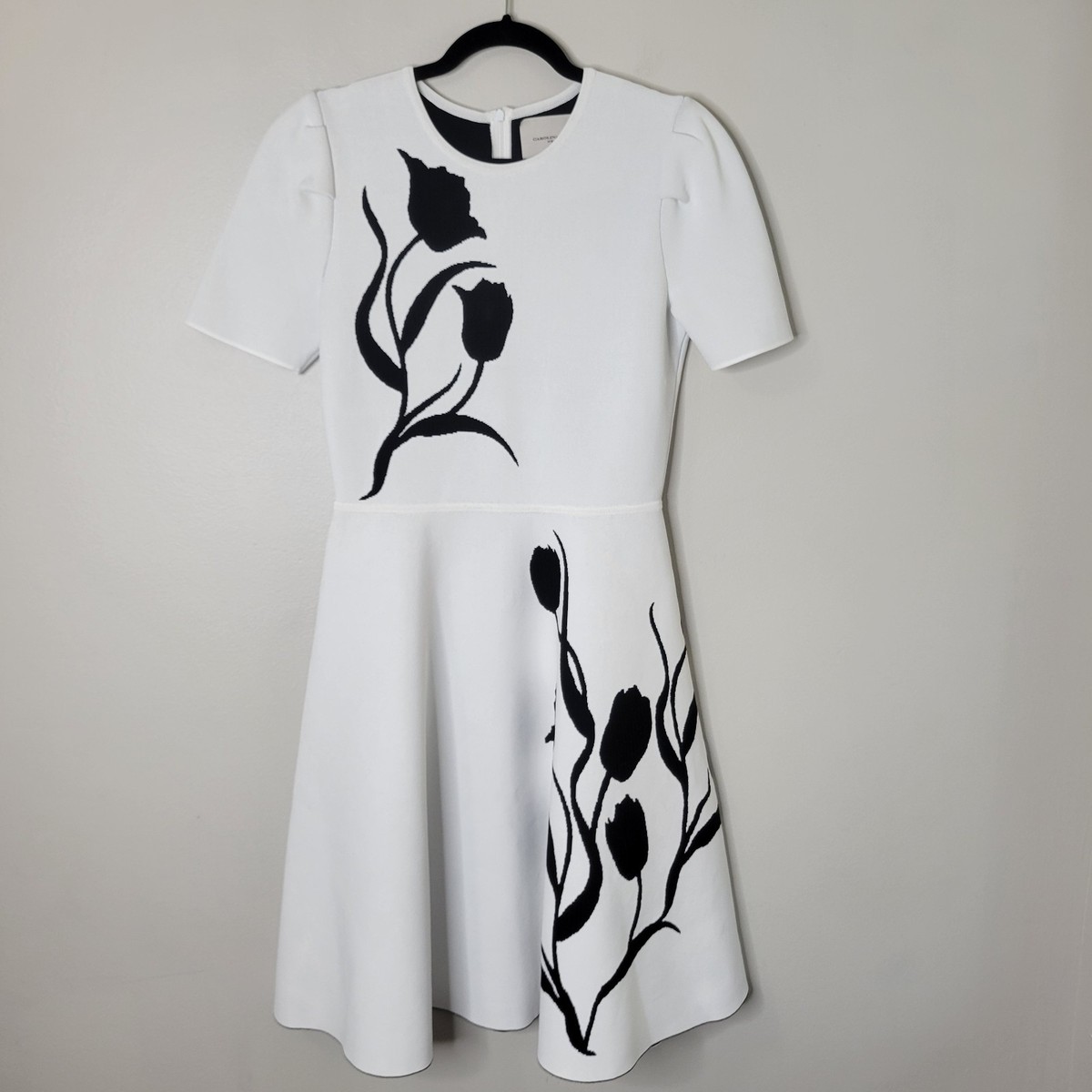 Carolina Herrera L Tulip Intarsia Knit Dress Heavyknit Fit Flare