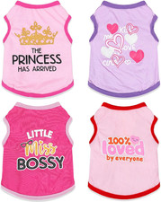 4 Pieces Dog Clothes for Small Dogs Girl Chihuahua Clothes Cute Pink Puppy Shirt