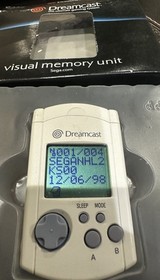 WORKING Sega Dreamcast White VMU OEM Visual Memory Unit NEW BATTERY'S  W/Cap#B27