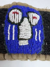 VTG African Yoruba Beaded Textile Belt Cowrie Shells Lizards Art Wall Nigeria