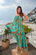 Antica Sartoria 2026 Aqua Orange Green Red Long Dress O/S Nwt