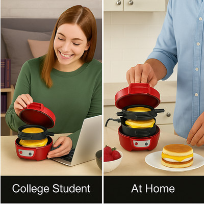 Hamilton Beach Breakfast Sandwich Maker 25477 Red Quick Easy
