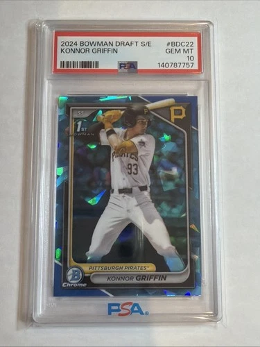 2024 1st Bowman Draft Chrome Sapphire KONNOR GRIFFIN PSA 10 GEM MT RC SP Pirates