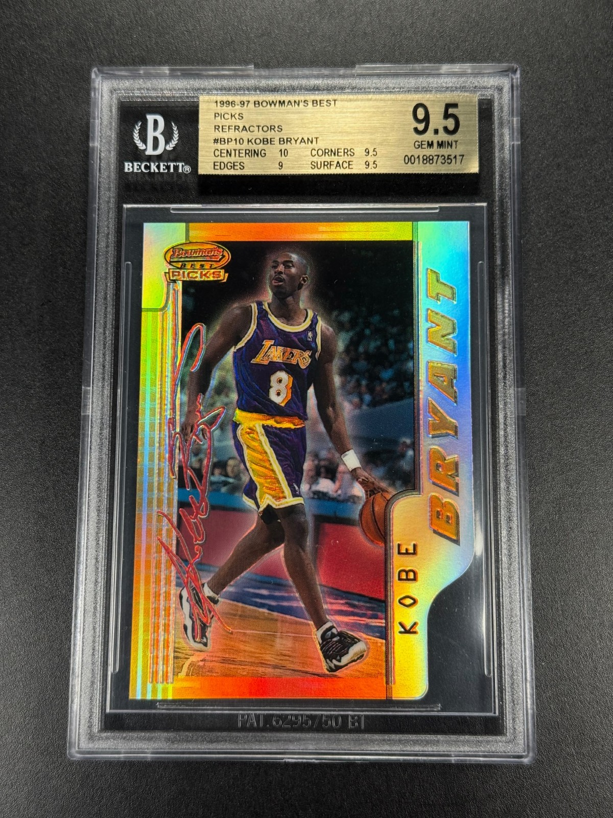 KOBE BRYANT 1996 BOWMAN'S BEST PICKS DIE CUT REFRACTOR ROOKIE RC BGS 9.5 10 GEM