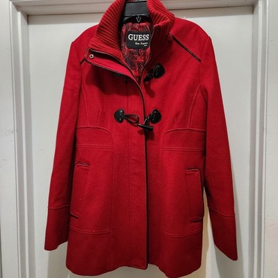 Guess Los Angeles 1981Rouge Wool/Polyester Lined Toggle Button  Coat Size L 