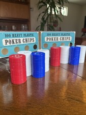 2 sets 100 Vintage Crisloid Poker Chips In Original Cases Boxes USA