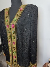 Laurence Kazar Vintage 80 s Beaded Sequin Silk Blazer Jacket Size L Evening