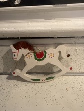 Vintage Christmas Ornament Rocking Horse Wooden