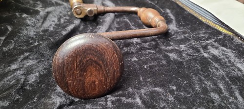 Taladro antiguo vintage de madera y metal 14" - Imagen 6 de 9
