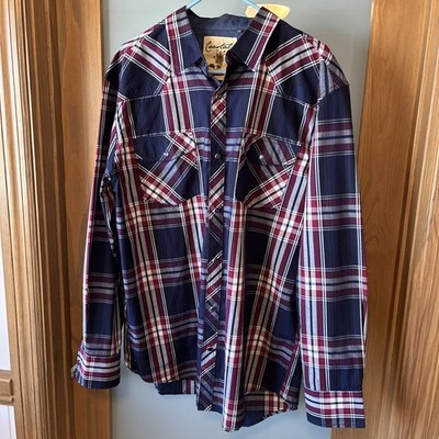 Coastal Mens XXL LS Western Plaid Shirt Tucker Snap Button Flip Cuffs