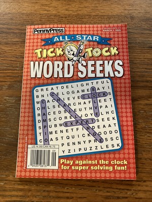 Penny Press Word Seeks Puzzle March 1 , 2025 All Star