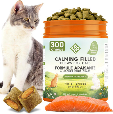 Hemp Calming Chews for Cats Anxiety 300 Pcs - Feline Anxiety Relief with Melaton