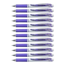 Pentel EnerGel RTX Retractable Liquid Gel Pen, 0.7mm Medium, Lilac Ink, 12-Pack