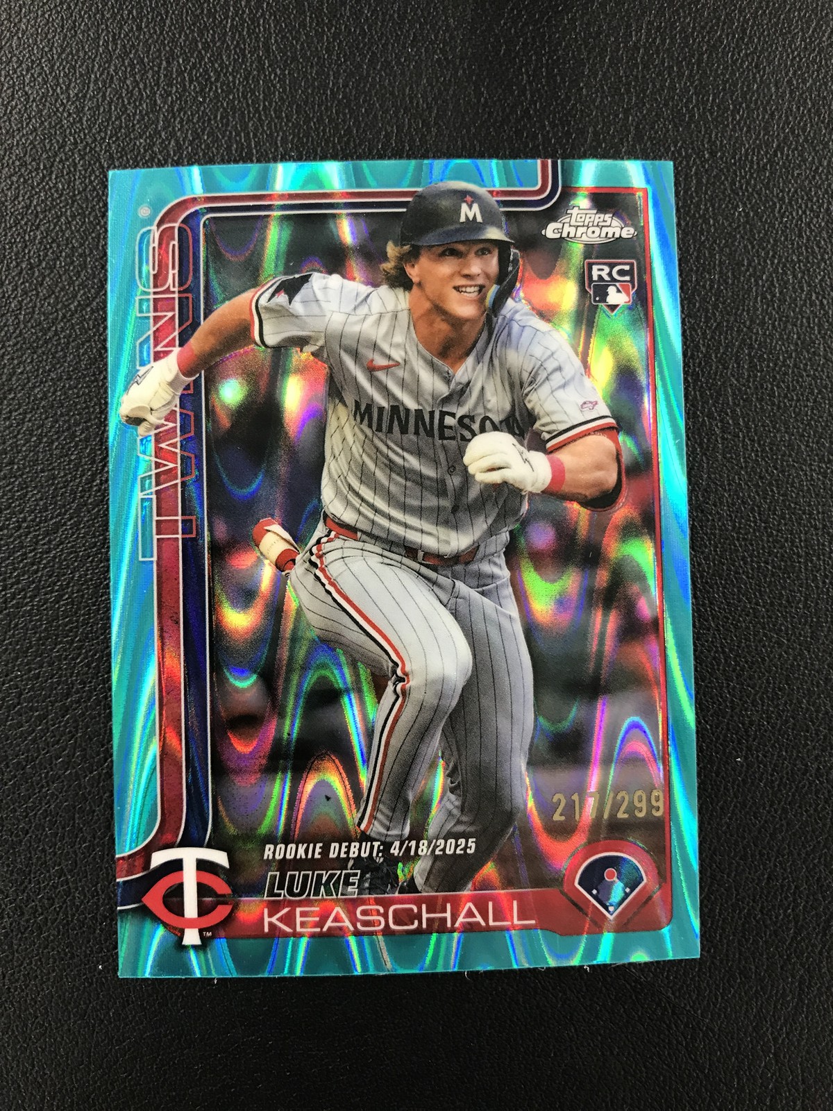 2025 Topps Chrome Update #USC134 Luke Keaschall Aqua RayWave Refractor /199