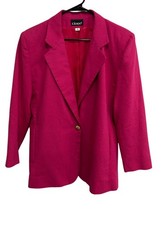 Cione Medium Pink Blazer Jacket Textured Fabric Single Button Vintage 80s Retro