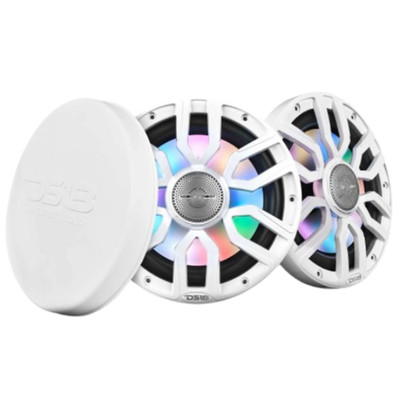 DS18 NXL-IQ8/WH 8'' 2-Way 350W Max Marine Coaxial Speakers w/ LED Lights (White)