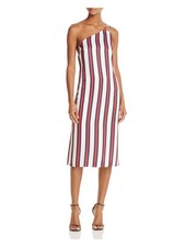 FINDERS Womens Ivory Striped Sleeveless Below The Knee Shift Dress Size: M