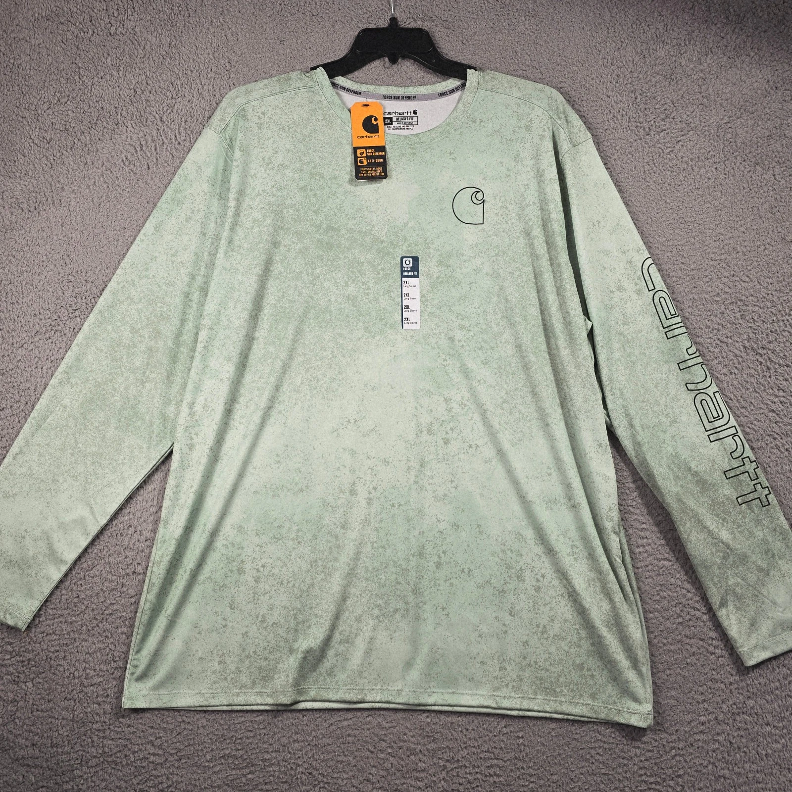 CARHARTT Sun Shirt Mens 2XL XXL Green 50 UV Outdoor Fast Dry Long Sleeve NWT