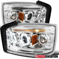 Fit 2005-2007 Dodge Dakota LED Halo Projector Headlights Lamps Left+Right 05-07