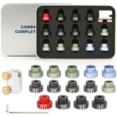 Comparator kit, 14 inserts, universal for 17 to 45 calibers