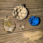 Vintage Chandelier Crystal Prisms Lot 4pc Teardrop Ball Blue Clear Pendants Gems — photo 1
