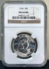 1956 Franklin Half Dollar 50c NGC MS64 FBL-FULL BELL LINES