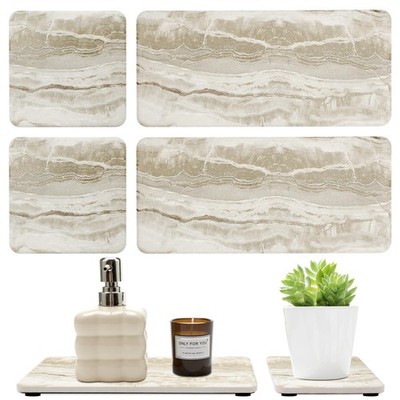 Set of 4 Drying Stone for Kitchen Counter Soap Tray Ceramic Bathroom Sink Tra...