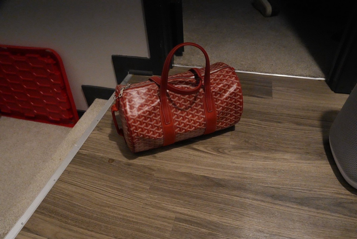 Goyard Red Goyardine Cylinder Duffle Bag with Double Handles Logo