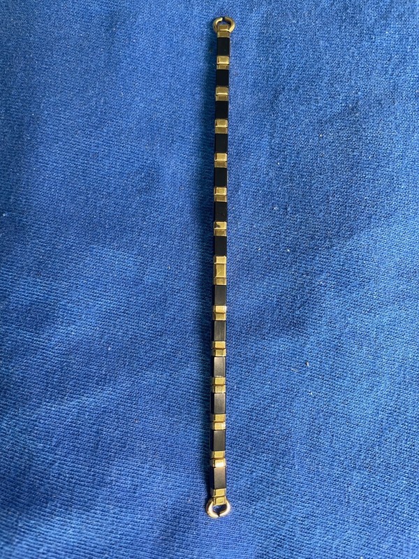 Spidel Woman’s Black and Gold Watch Band 1/20 10kt Gold Filled Top From the 50’s