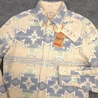 Faherty Doug Good Feather Surf Flannel Mens M Spring Star Nation Over Shirt NEW