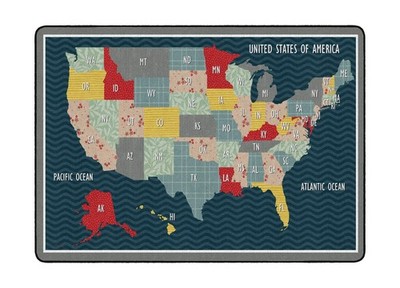 Flagship Carpets United States Collage Map Multicolor Area Rug for Classroom,...