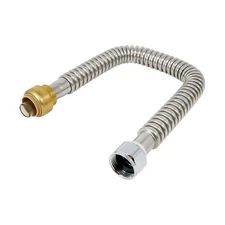 Water Heater Hose Pipe Connector - 3/4 Push Fit x 3/4 FIP x 18 Inch Durable