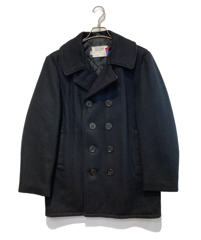 Melton Classic NYC Schott USA製 38 black double coat Pea Schott 90s Wool 740 STYLE: Coat Pea Navy ジャケット・アウター