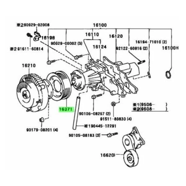 Ventilador de polea genuino Toyota 16371-46020 SUPRA LEXUS SC300 GS300 Japón nuevo Foto 2 de 4